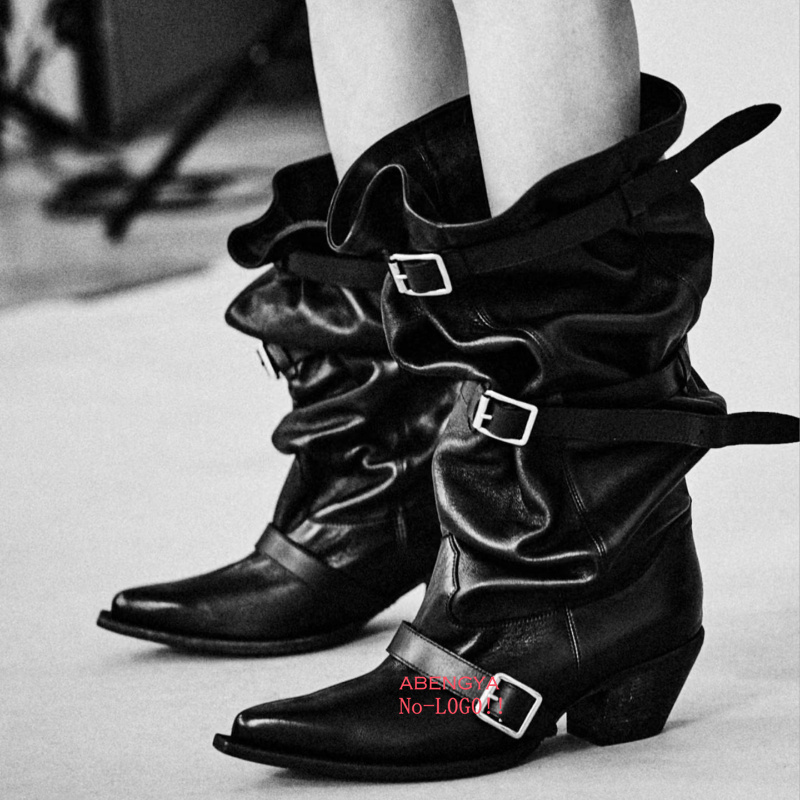 Chelsea Boots Suede - Winter Black Suede Leather Knee High