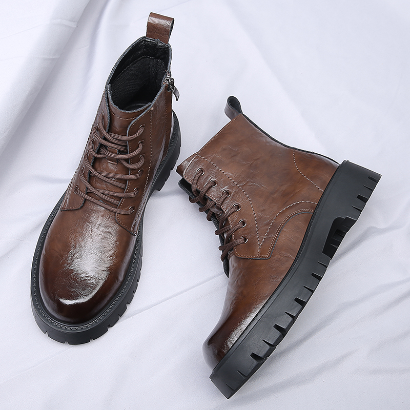Men Side Zipper High Top Boots - Men'S Shoes Height Increase review and price