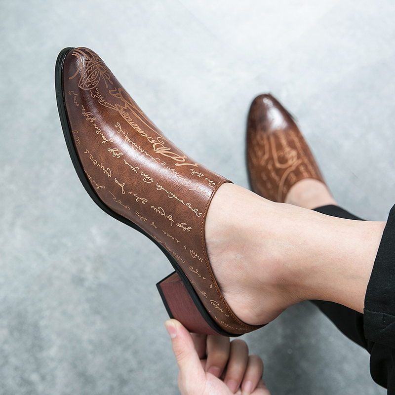 Men Brown Leather Mules Slippe - Men Shoes Office review and price