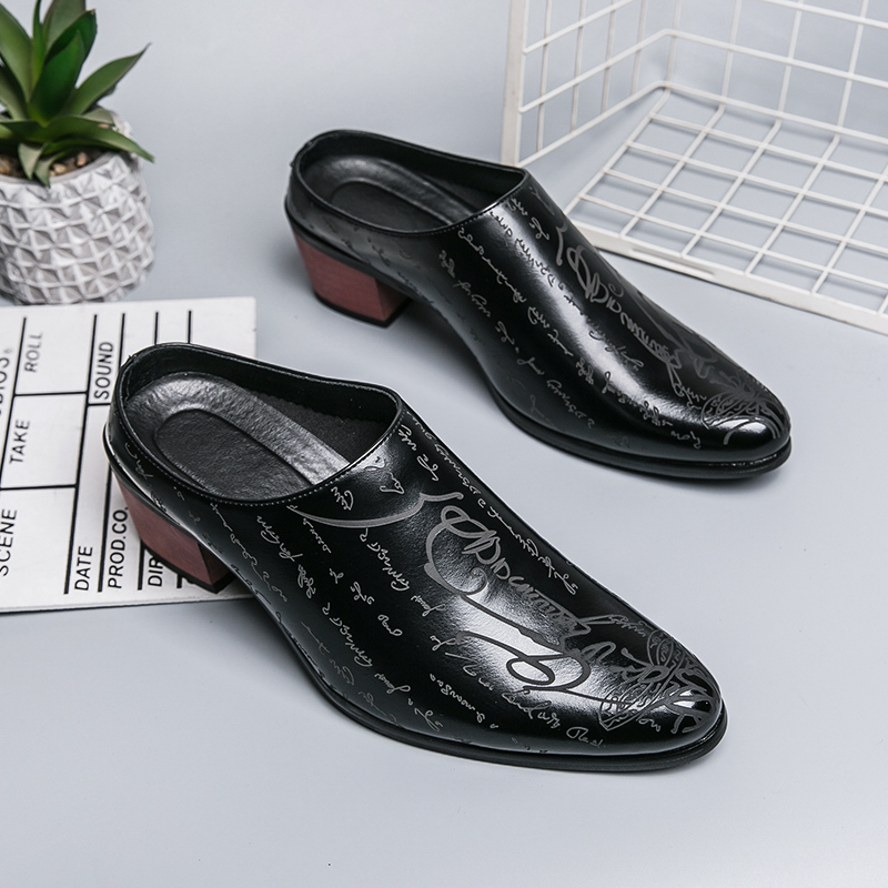 Men Brown Leather Mules Slippe - Men Shoes Office review and price