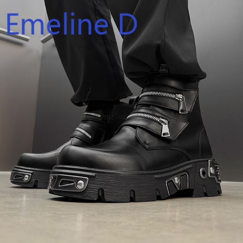 Dark Punk High Top Shoes Fashi - Men'S Shoes To Increase Height review and price