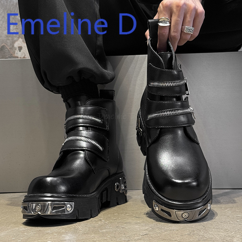 Dark Punk High Top Shoes Fashi - Men'S Shoes To Increase Height review and price