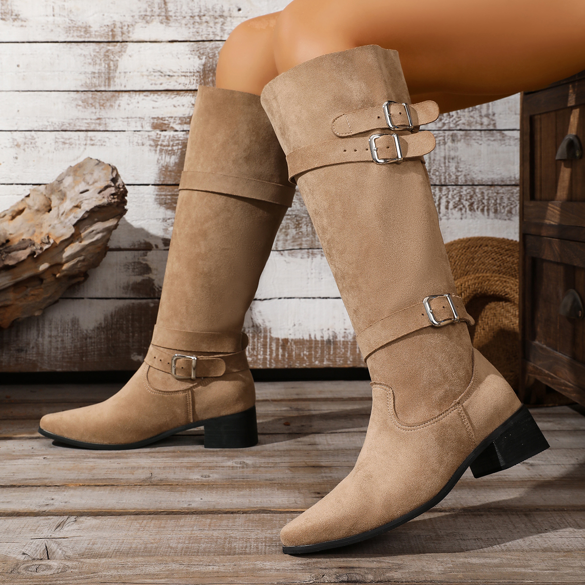 Retro Style Khaki Suede High B - Chelsea Boots Suede review and price